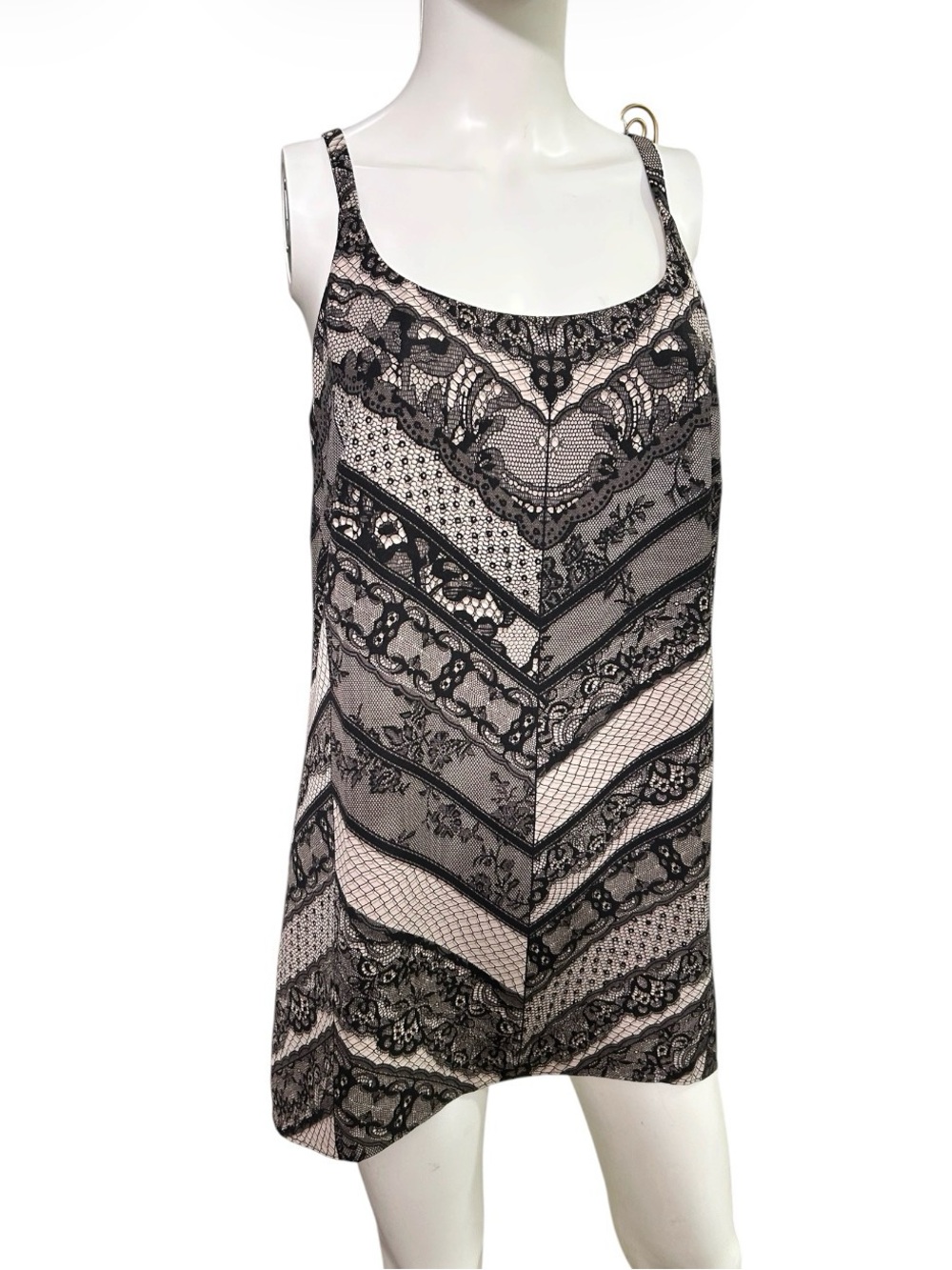 CAbi Black Lace Overlay with Nude Underlay Slip